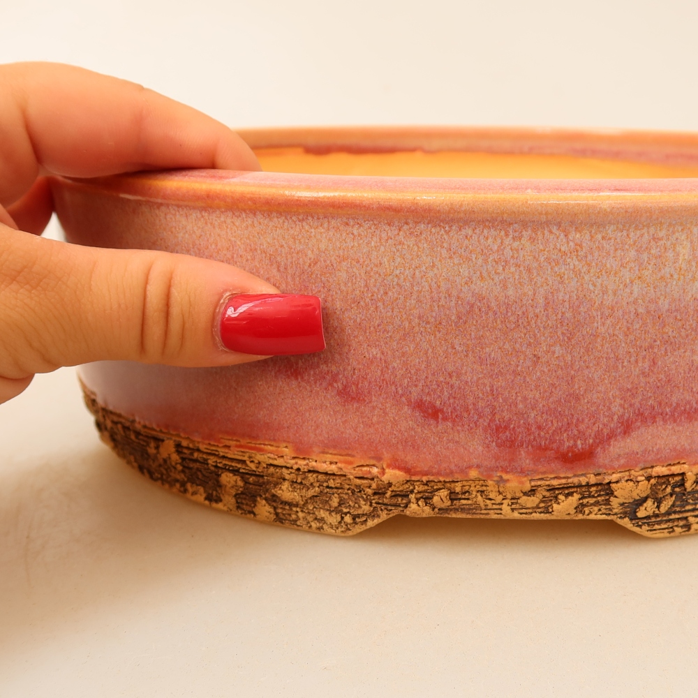Keramik-Bonsai-Schale 23,5 x 23,5 x 7 cm, Farbe: Rosa