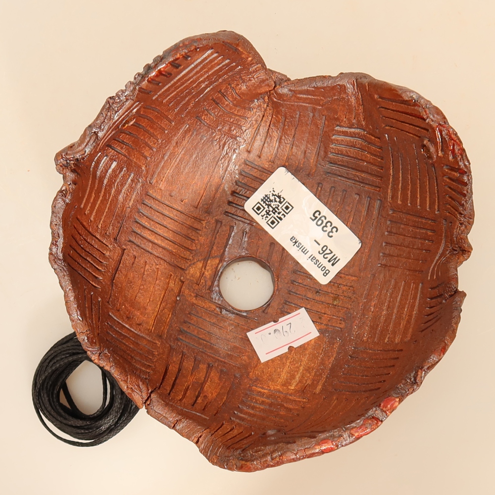 Keramikschale für Kokedama, 12,5 x 12 x 7,5 cm, Farbe: braun