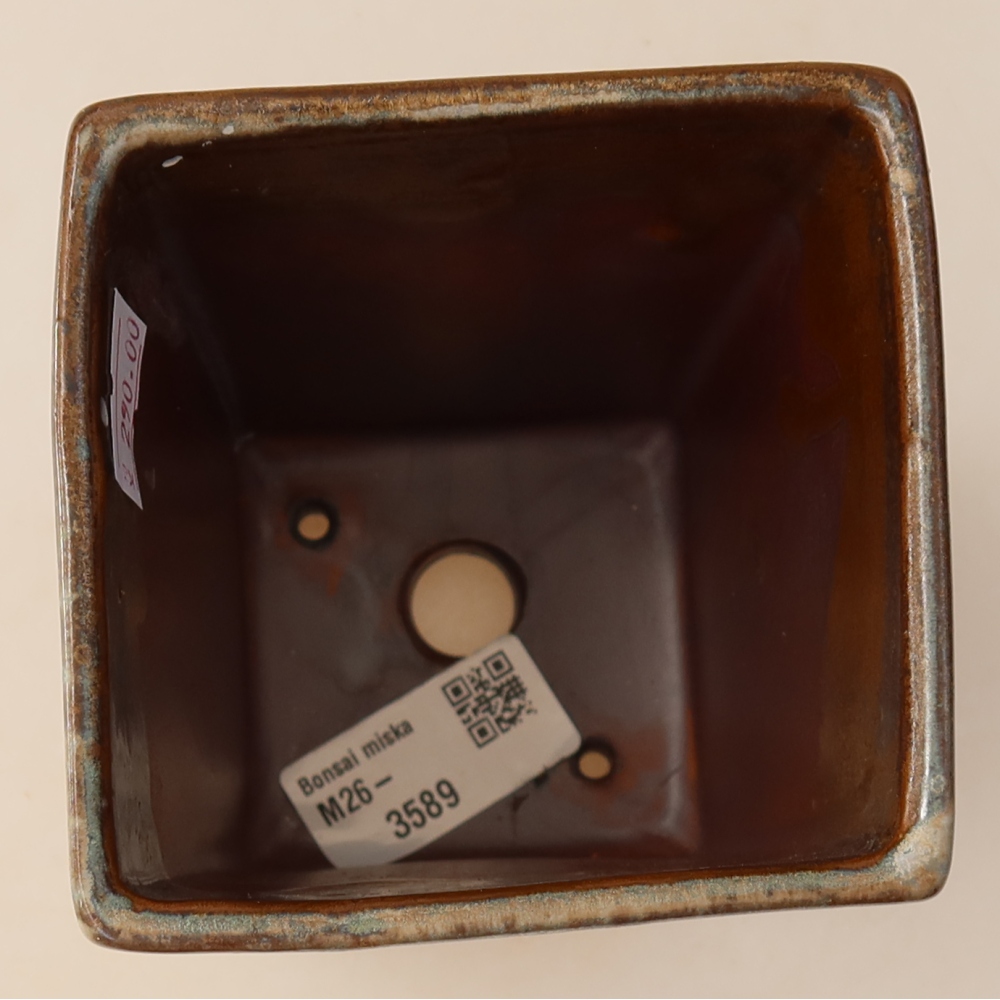 Bonsaischale aus Keramik 9 x 9 x 12,5 cm, braun