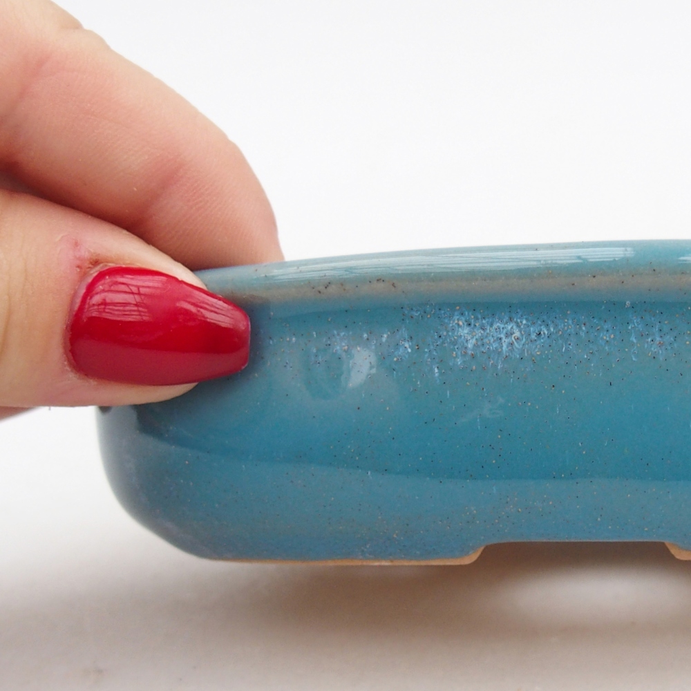 Bonsaischale aus Keramik 12 x 8,5 x 3 cm, Farbe blau