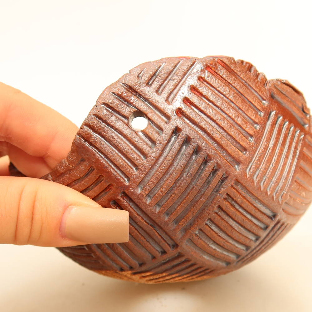 Keramikschale für Kokedama, 12,5 x 12 x 7,5 cm, Farbe: braun
