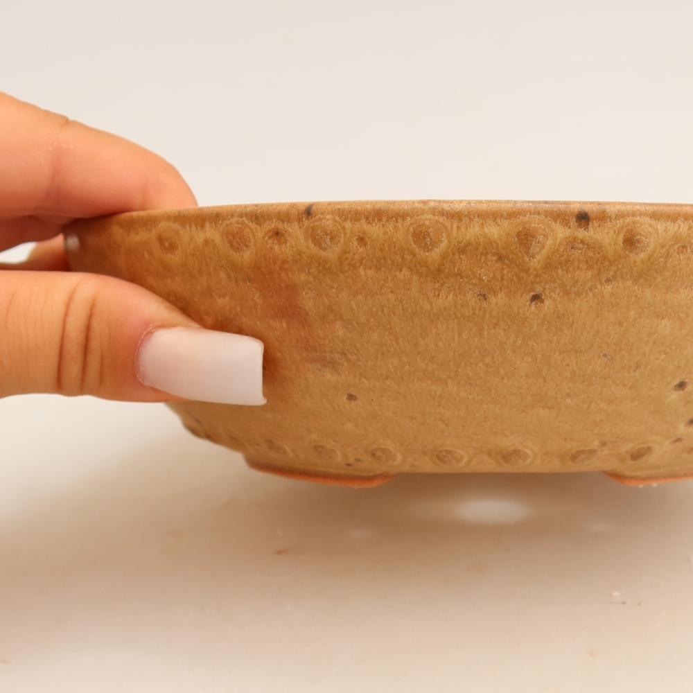 Keramik-Bonsai-Schale, 17,5 x 17,5 x 4,5 cm, Farbe: Beige