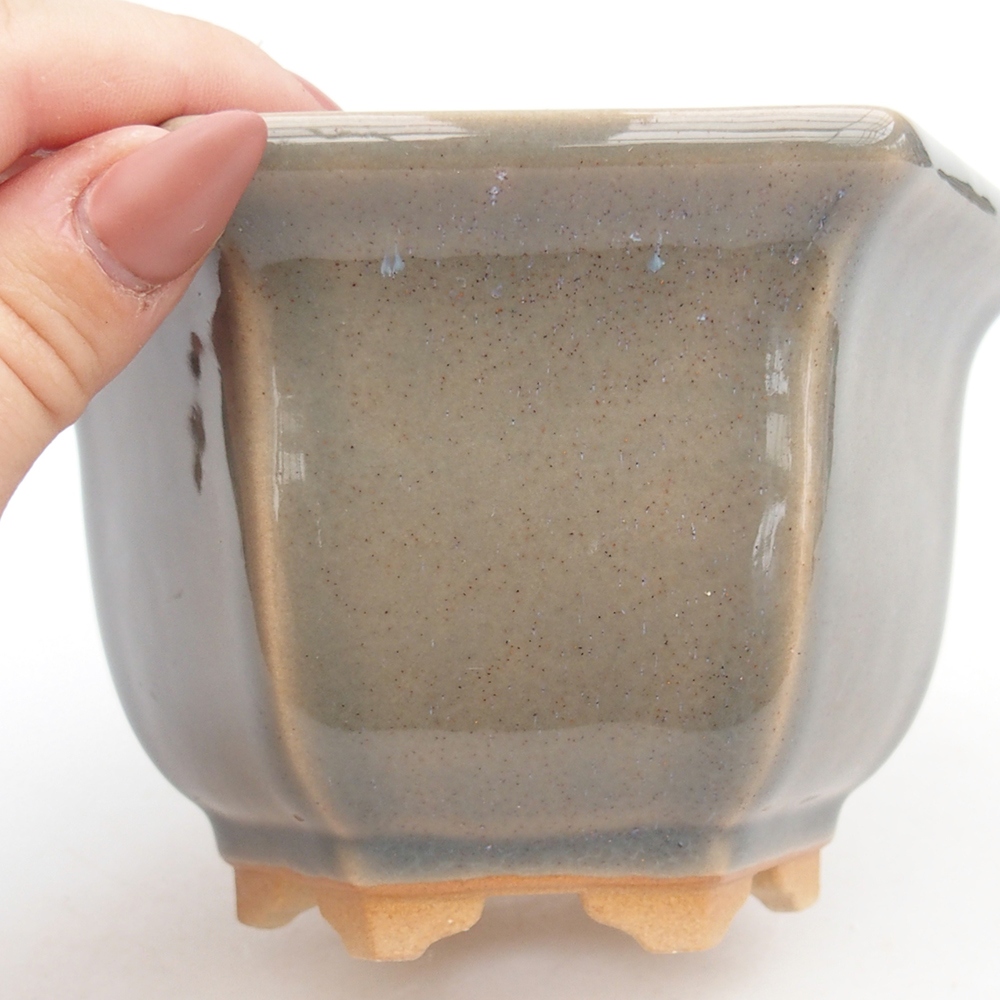 Bonsaischale aus Keramik 13 x 11,5 x 8 cm, grau