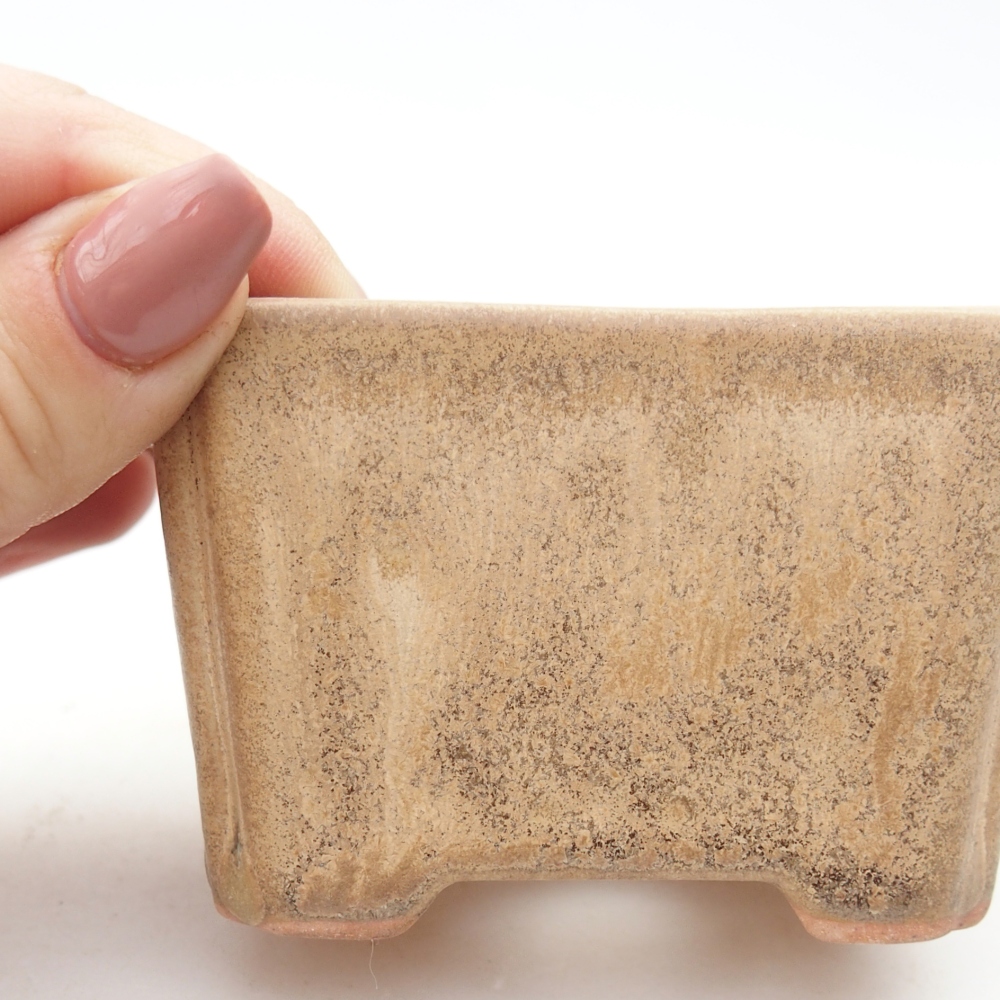 Bonsaischale aus Keramik 7,5 x 5,5 x 5 cm, Farbe beige