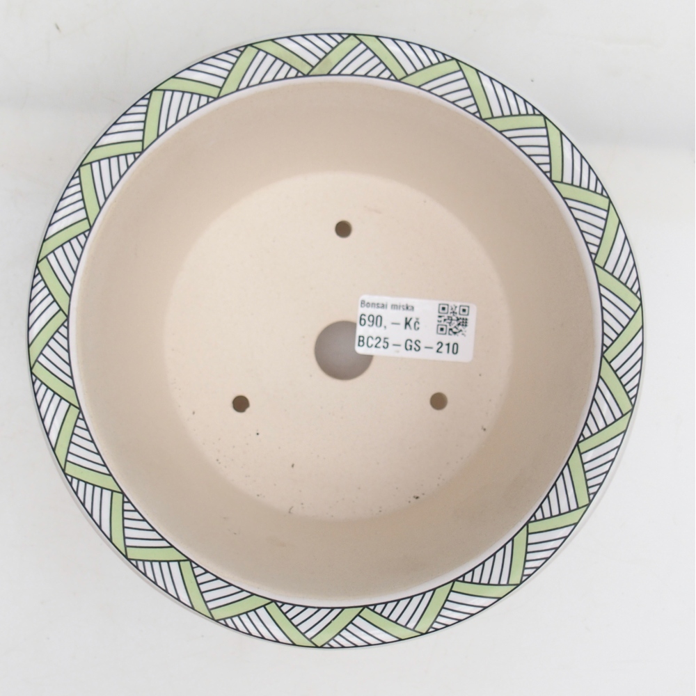 Bonsaischale aus Keramik 17 x 17 x 9 cm, Farbe grün-weiß