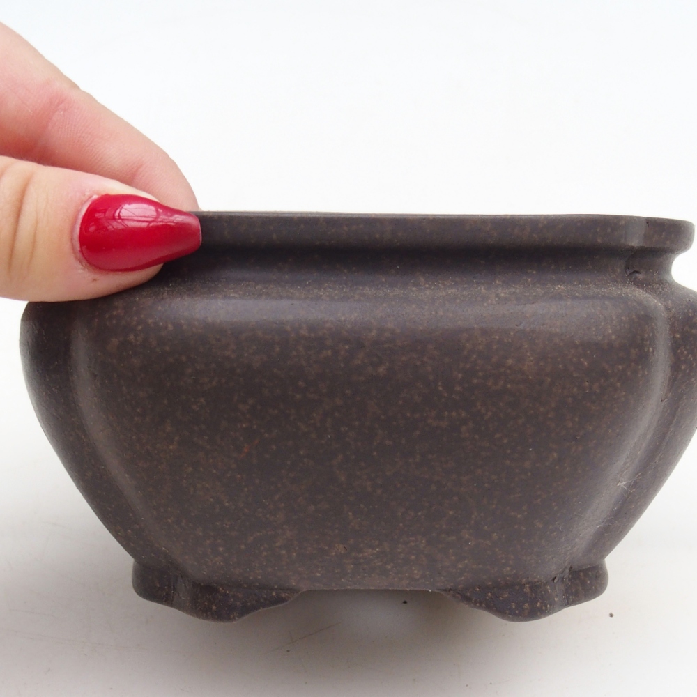 Bonsaischale aus Keramik 12 x 12 x 7 cm, Farbe bräunlich ocker