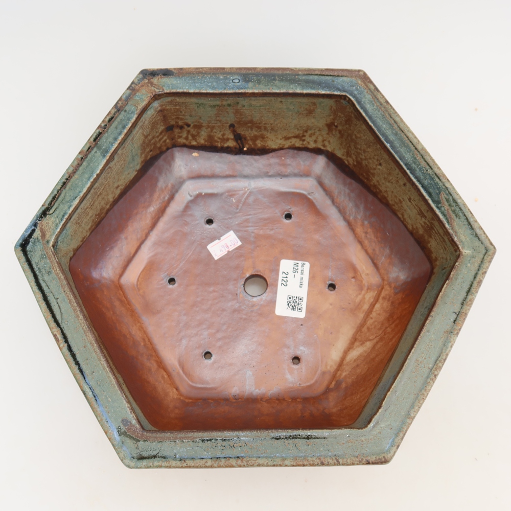 Keramik-Bonsai-Schale 28 x 24,5 x 9 cm, Farbe: braun-grün