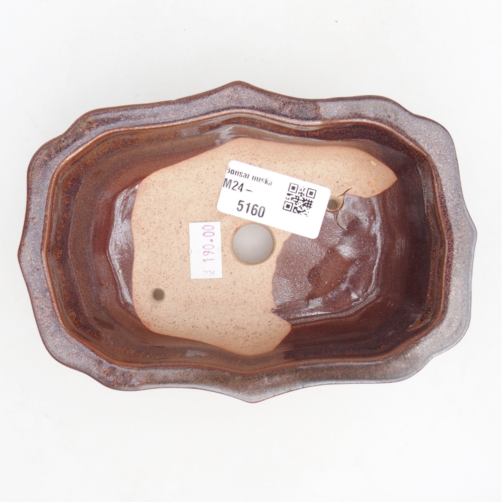 Bonsaischale aus Keramik 15,5 x 11,5 x 4,5 cm, braun