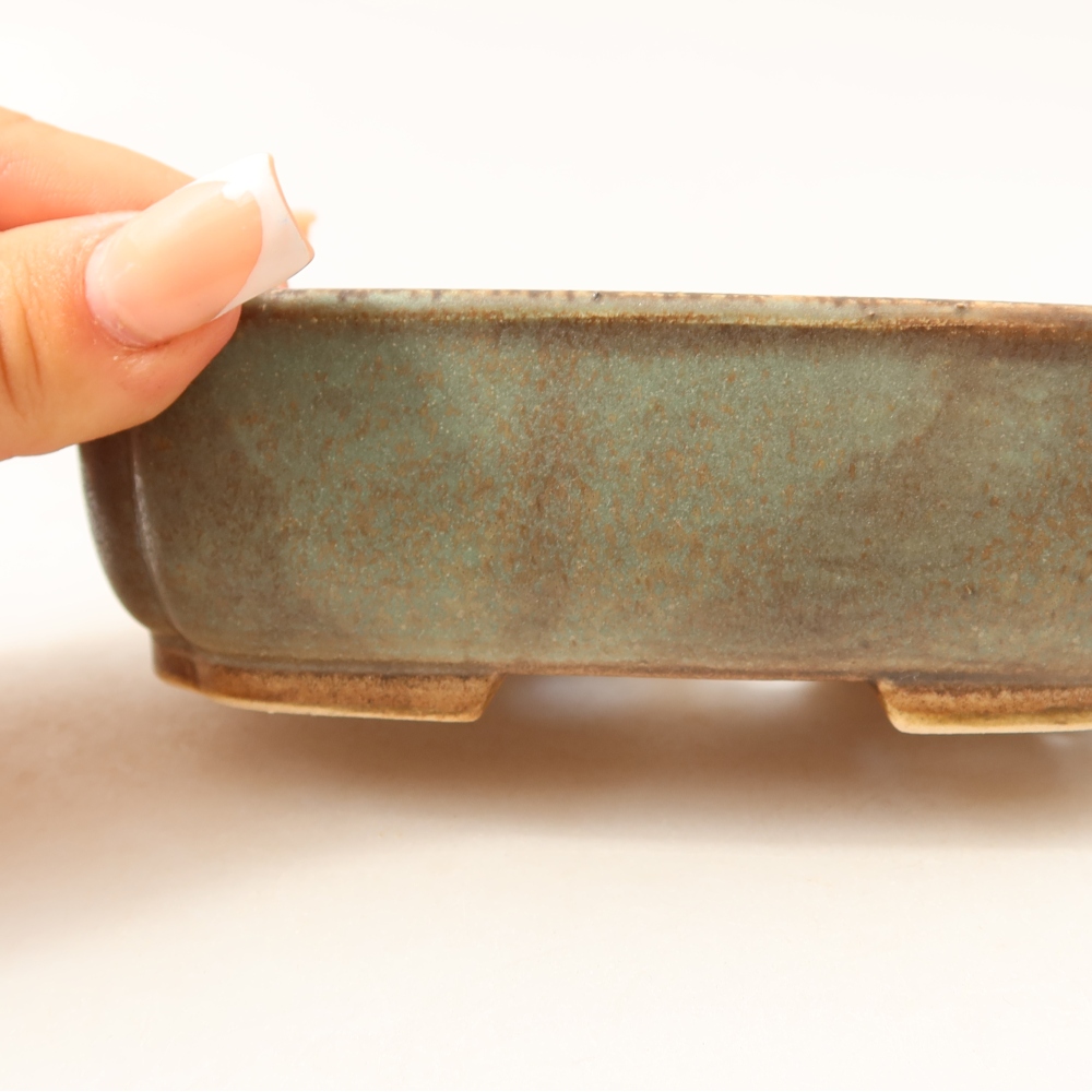 Keramik-Bonsai-Schale 14 x 12 x 4 cm, Farbe: grün
