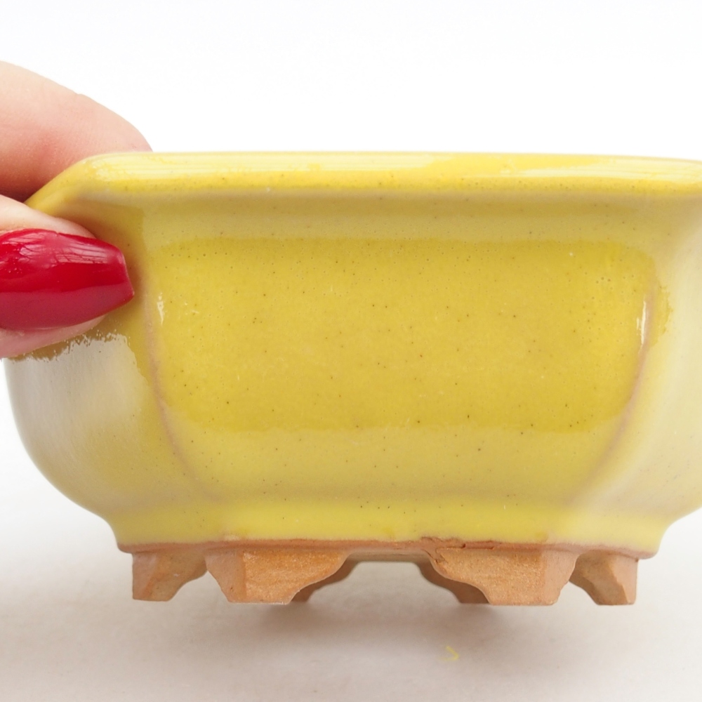 Bonsaischale aus Keramik 12 x 10,5 x 4,5 cm, gelb