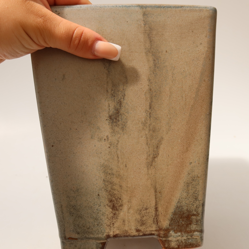 Keramik-Bonsai-Schale 15 x 15 x 19,5 cm, Farbe: metallisch-grün