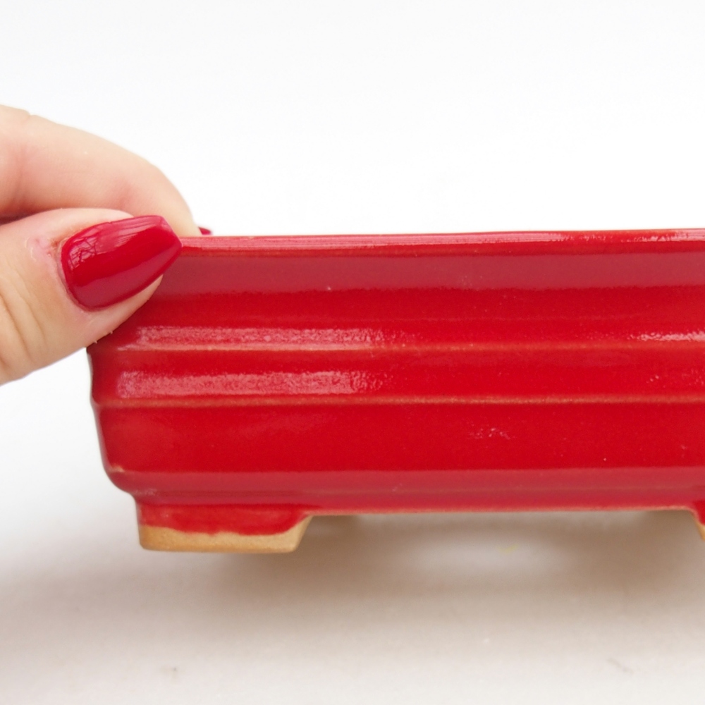 Bonsaischale aus Keramik 13,5 x 10 x 4,5 cm, Farbe rot