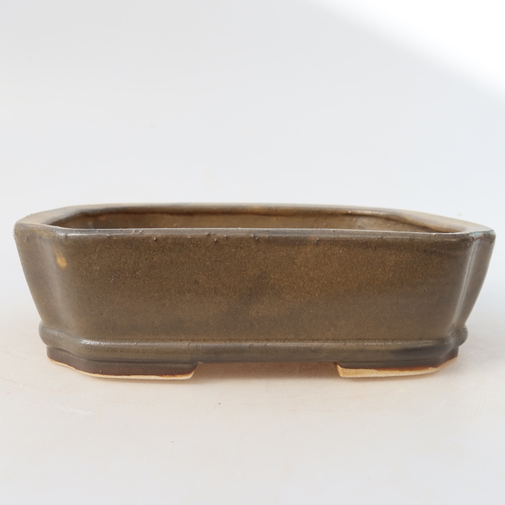 Bonsaischale aus Keramik 17,5 x 14,5 x 5 cm, braun