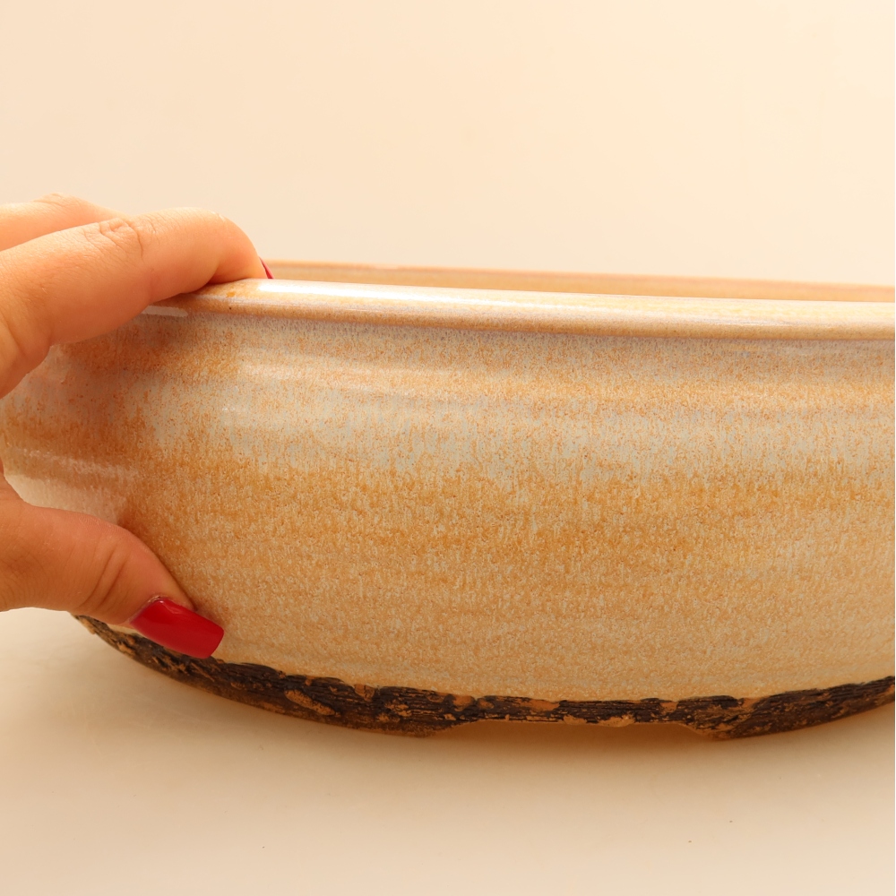 Keramik-Bonsai-Schale 35 x 35 x 11 cm, Farbe: Beige – NUR PERSÖNLICHE ABHOLUNG oder Palettenversand