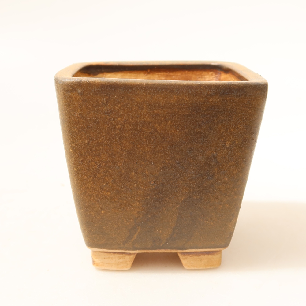Bonsaischale aus Keramik 7,5 x 7,5 x 7,5 cm, braun