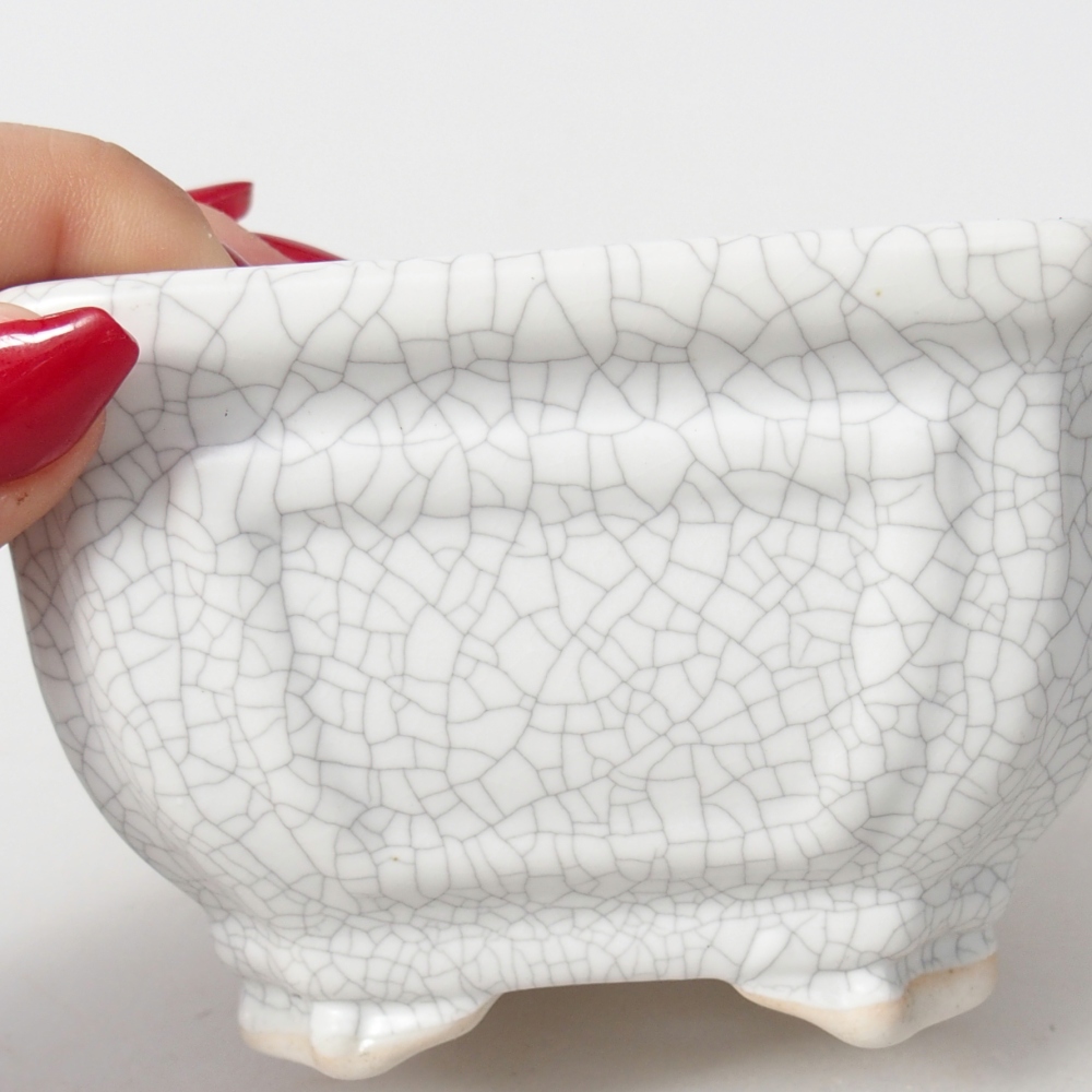 Bonsaischale aus Keramik 11 x 11 x 7 cm, Raku-Farbe