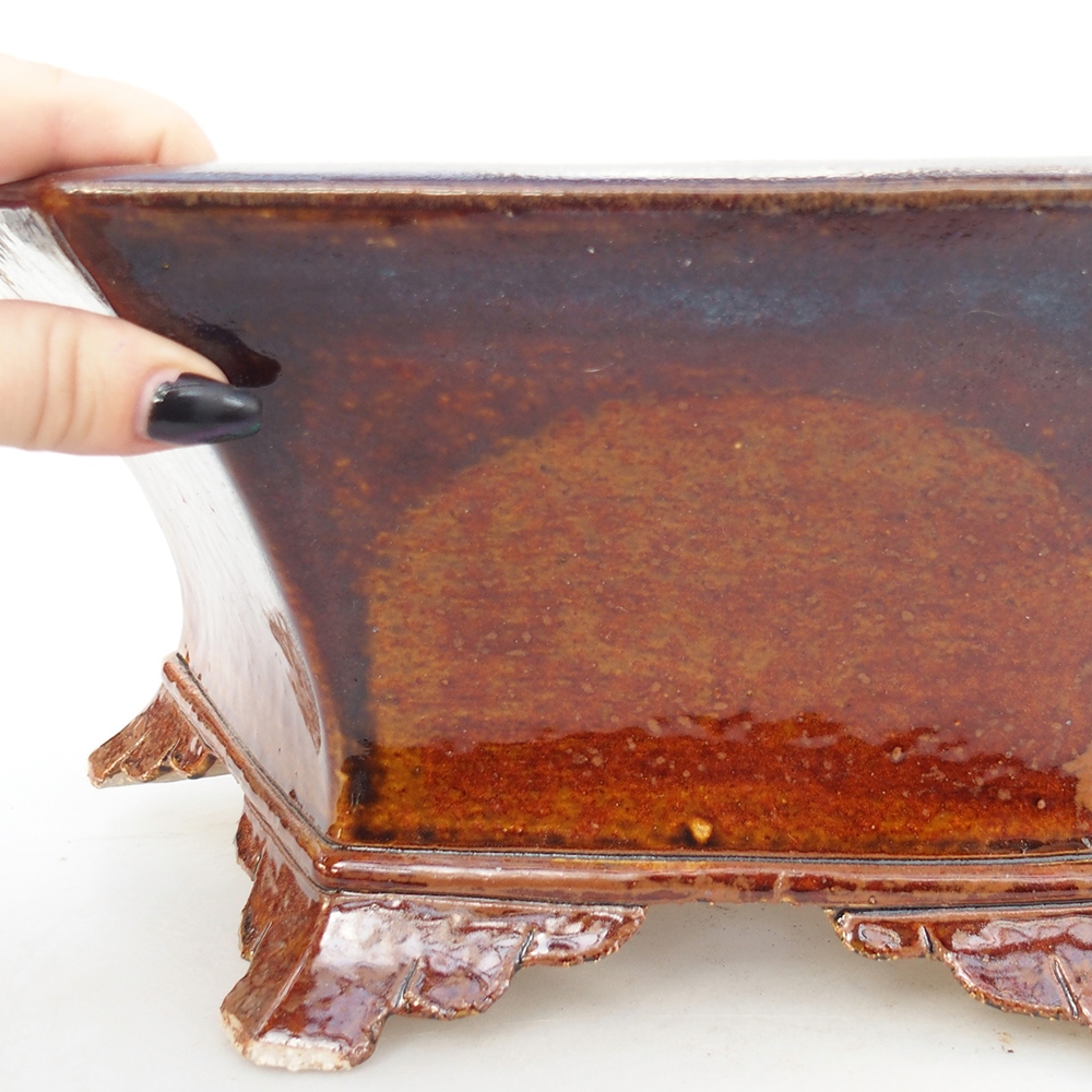 Bonsaischale aus Keramik 36 x 31,5 x 14 cm, braun