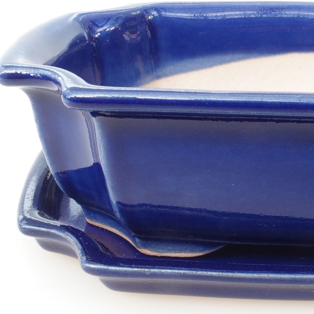 Bonsaischale + Untertasse H17 - 15 x 10 x 4 cm - blau