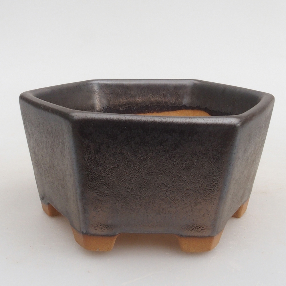 Bonsaischale aus Keramik 9,5 x 9 x 4,5 cm, metallfarben