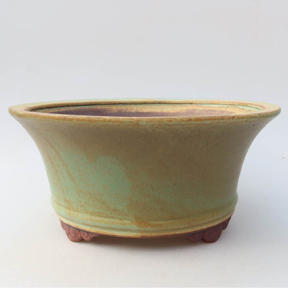 Keramik-Bonsai-Schale 24,5 x 24,5 x 11,5 cm, Farbe: grün