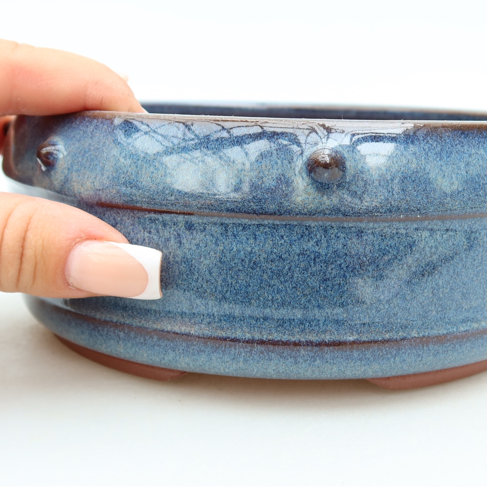 Bonsaischale aus Keramik 15,5 x 15,5 x 6,5 cm, Farbe blau