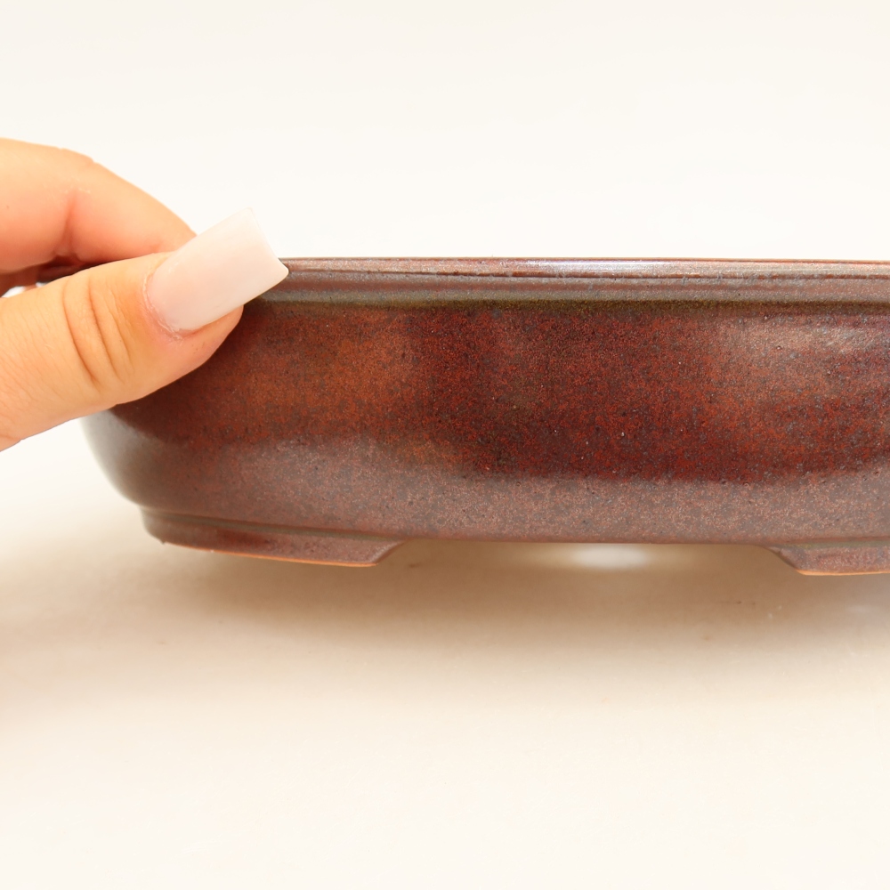 Keramik-Bonsai-Schale 22 x 17 x 5 cm, Farbe: weinrot