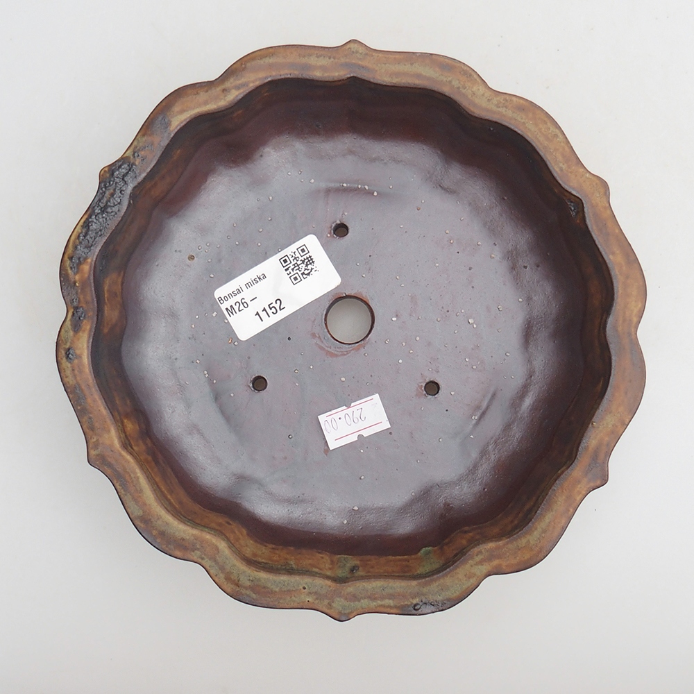 Bonsaischale aus Keramik 18 x 18 x 4,5 cm, Farbe braun-grün