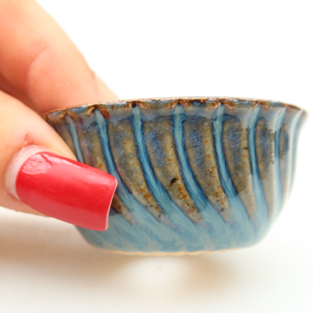Keramik-Bonsai-Schale, 5,5 x 5,5 x 3 cm, Farbe: Blau