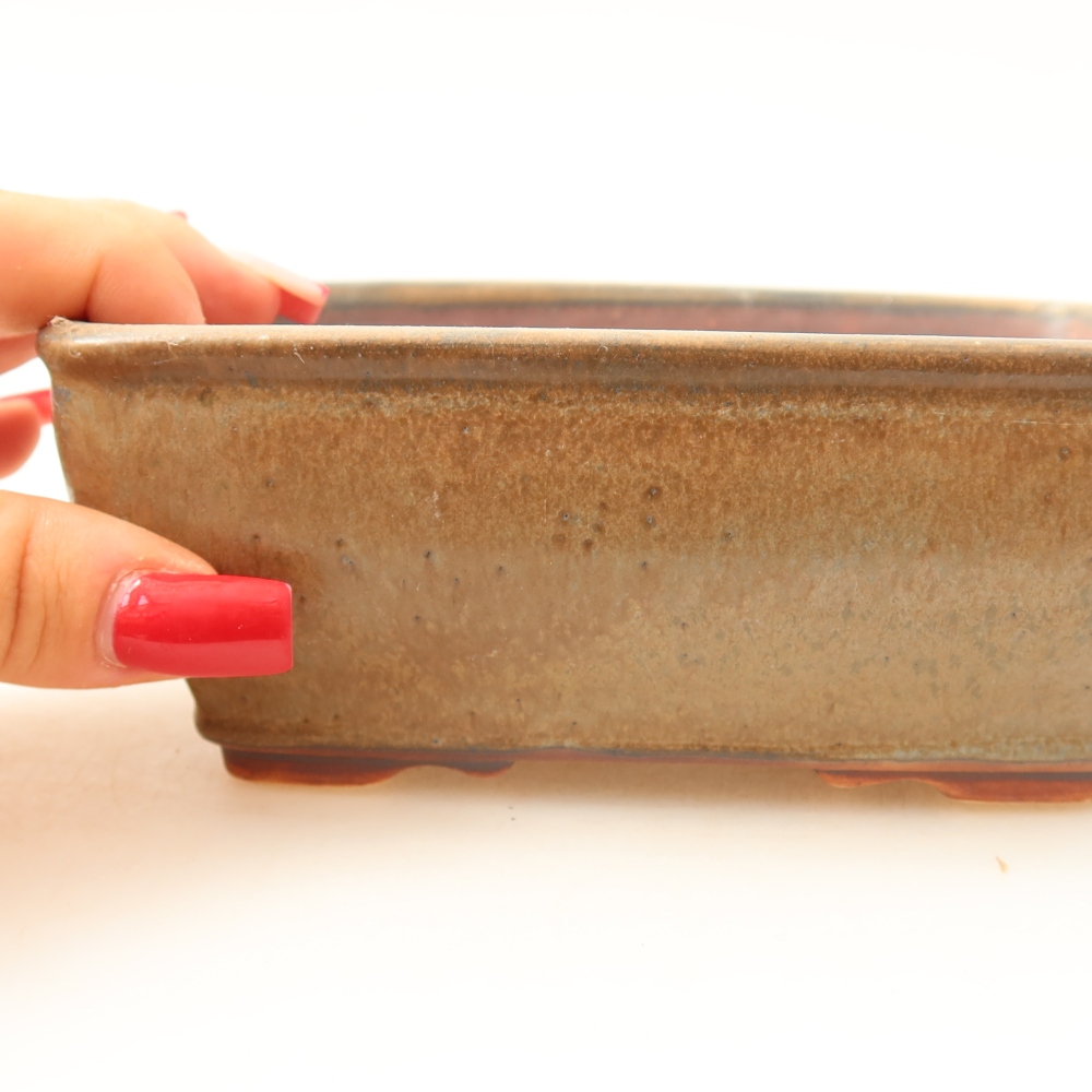 Keramik-Bonsai-Schale, 15 x 12,5 x 5,5 cm, Farbe: braun