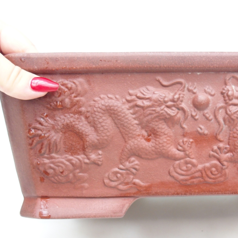 Bonsaischale aus Keramik 32,5 x 22,5 x 11,5 cm, braun