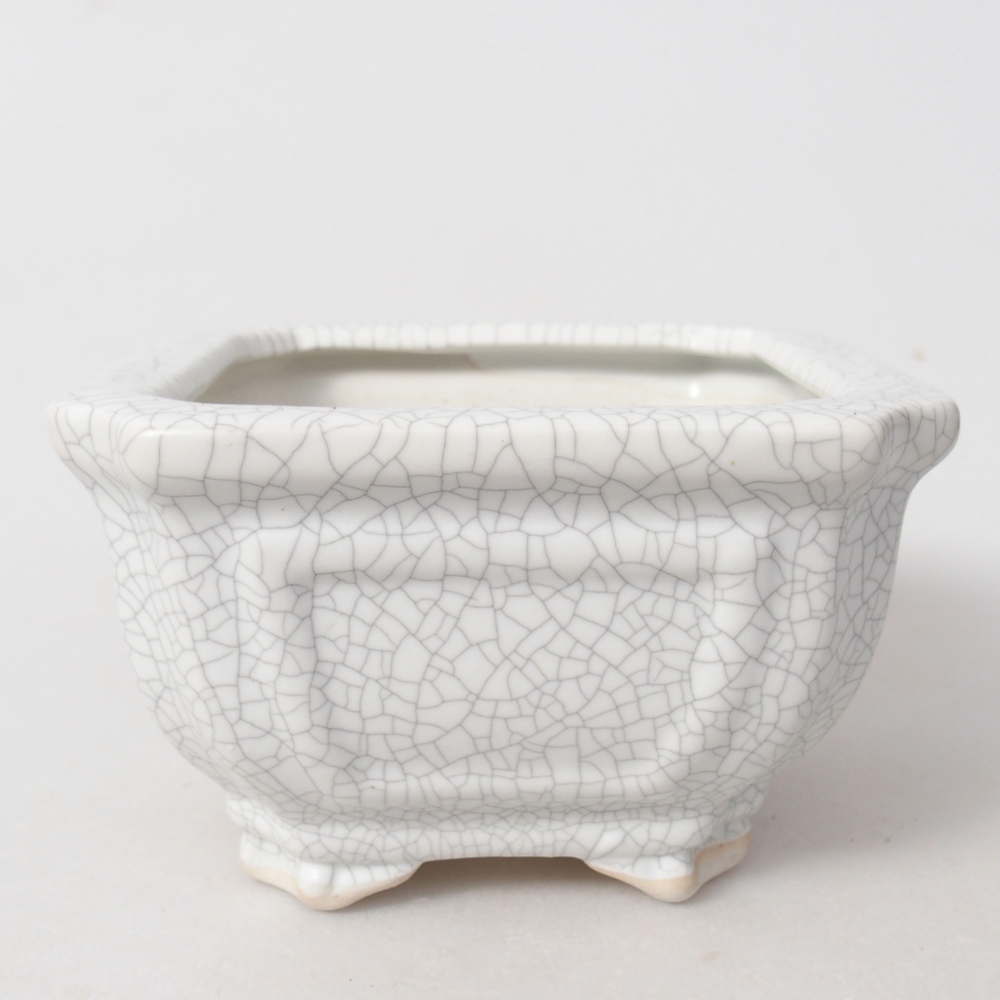 Bonsaischale aus Keramik 11 x 11 x 7 cm, Raku-Farbe