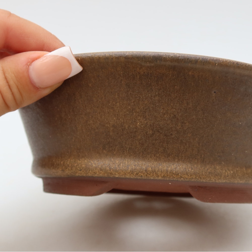Keramik-Bonsai-Schale, 15,5 x 15,5 x 5,5 cm, Farbe: Braun