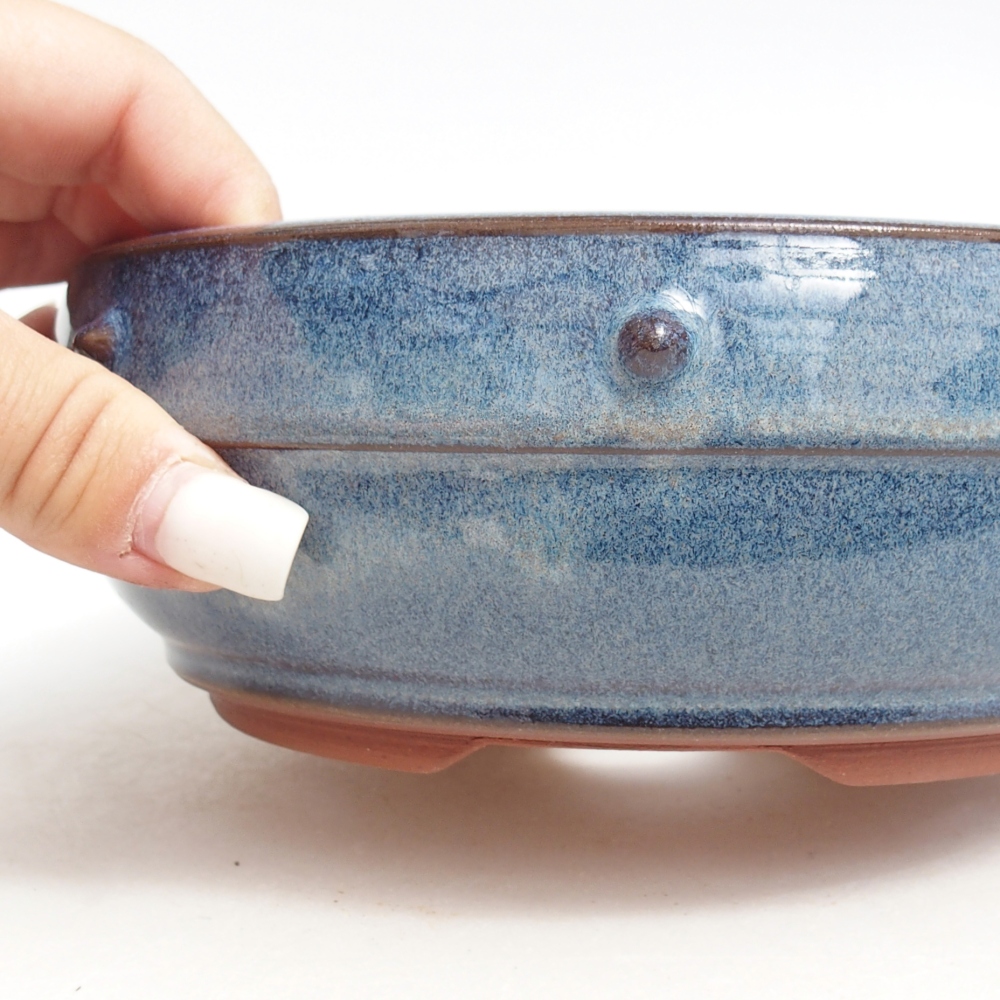 Bonsaischale aus Keramik 17,5 x 17,5 x 6 cm, Farbe blau