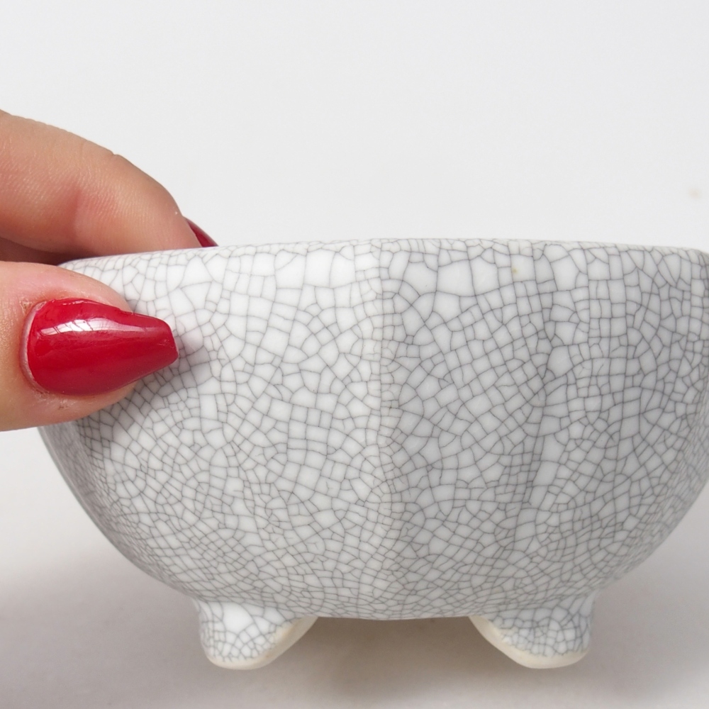 Bonsaischale aus Keramik 11 x 11 x 5,5 cm, Raku-Farbe