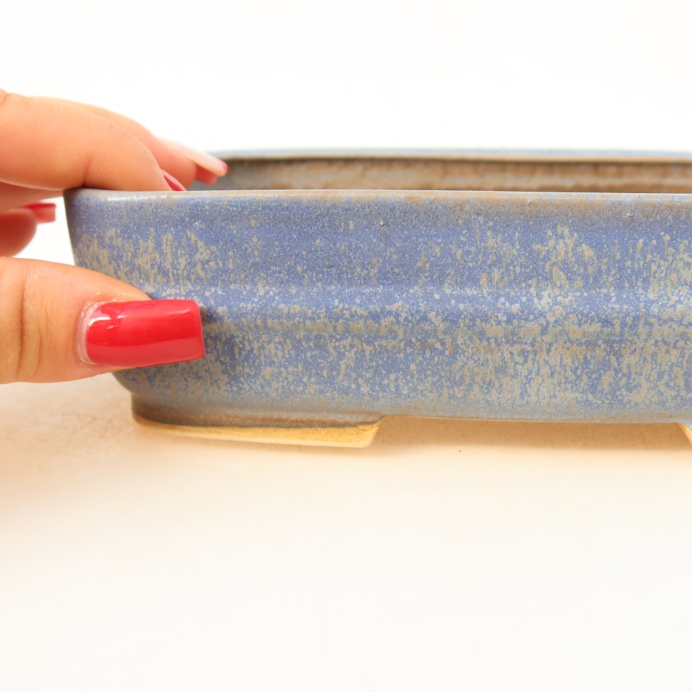 Keramik-Bonsai-Schale, 17 × 13,5 × 4,5 cm, Farbe: Blau