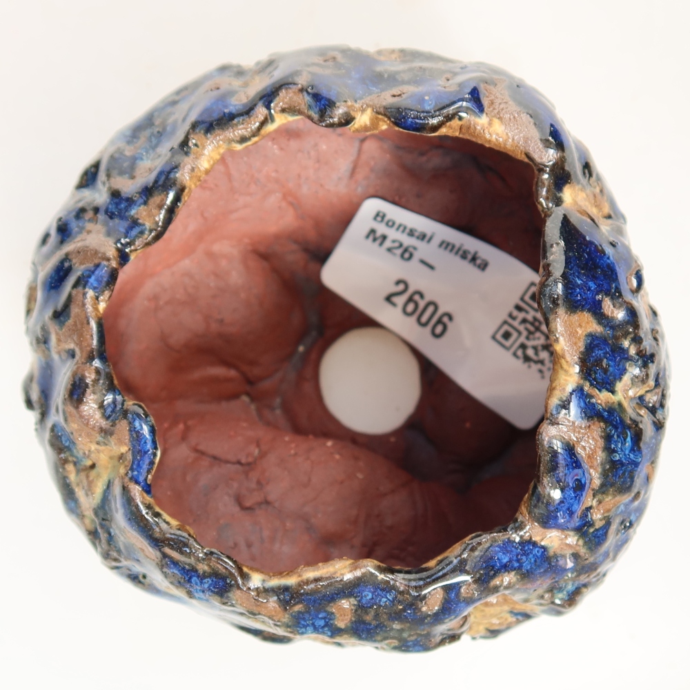 Keramikschale  7,5 x 7 x 5,5 cm, Farbe: blau-braun