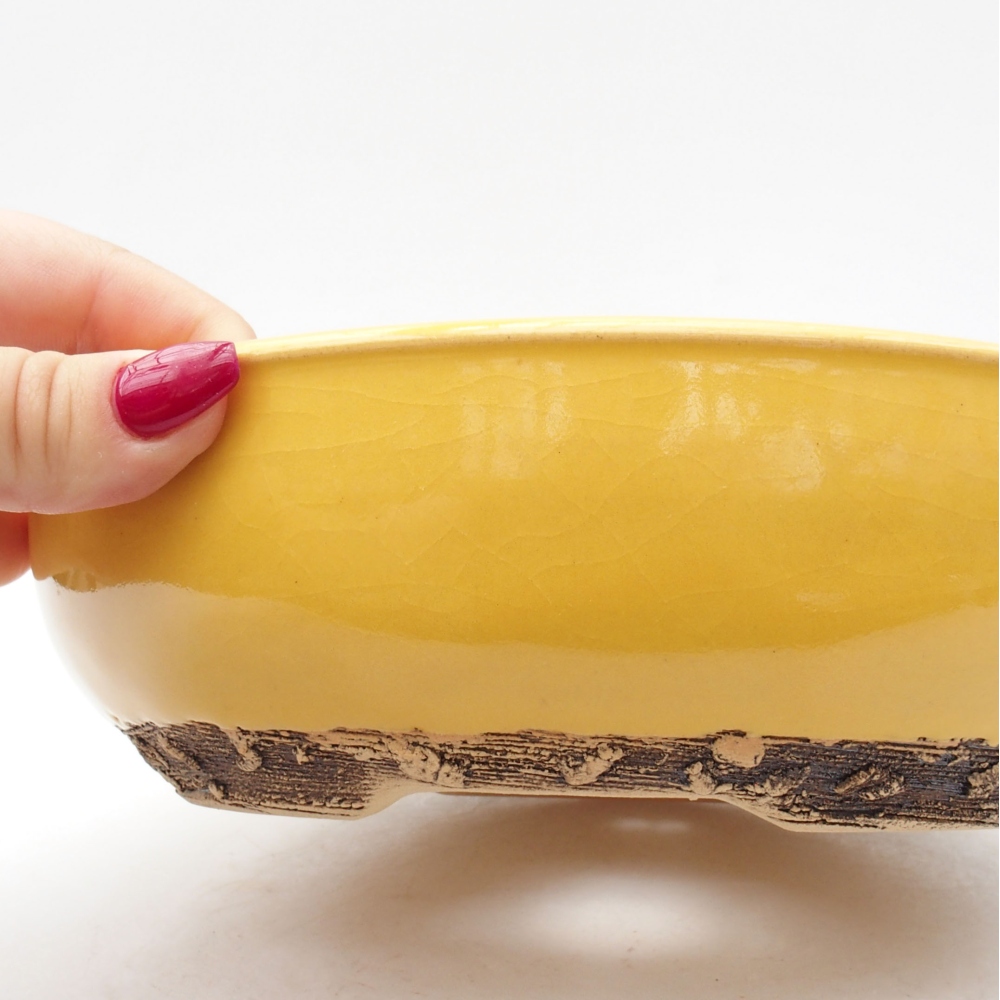 Bonsaischale aus Keramik 20,5 x 20,5 x 6 cm, gelb