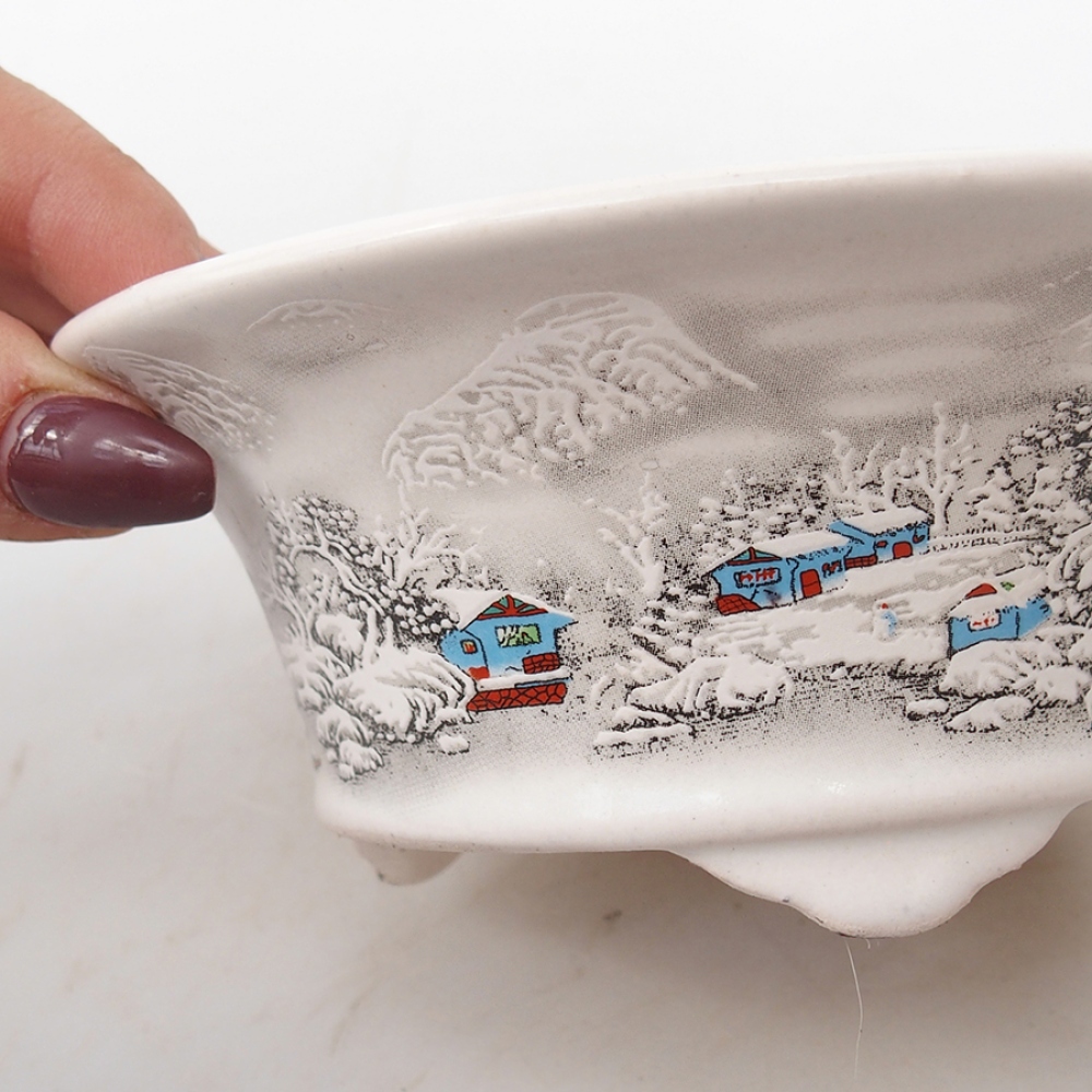 Bonsaischale aus Keramik 13 x 13 x 6 cm, Farbe weiß