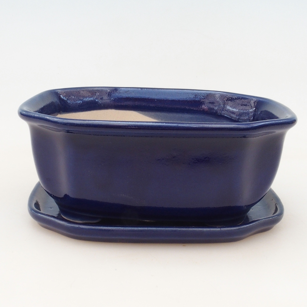 Bonsaischale + Untertasse H32 - blau