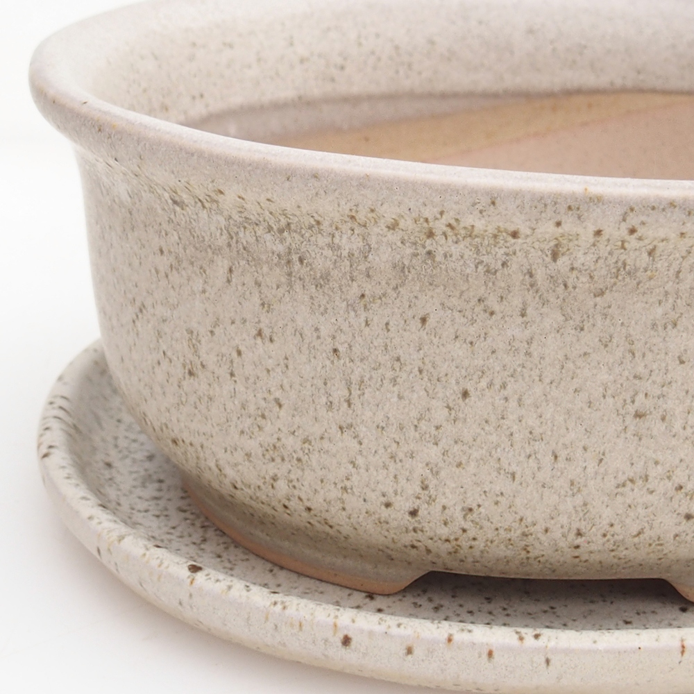 Bonsaischale + Untertasse H11 - 11,5 x 10 x 4 cm - grün