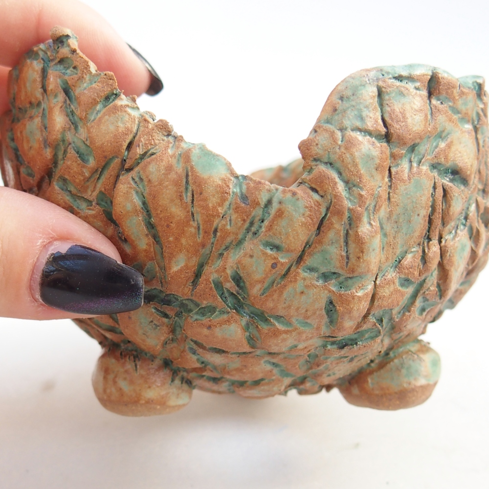 Keramikschale 10 x 9,5 x 6,5 cm , Farbe braun-grün