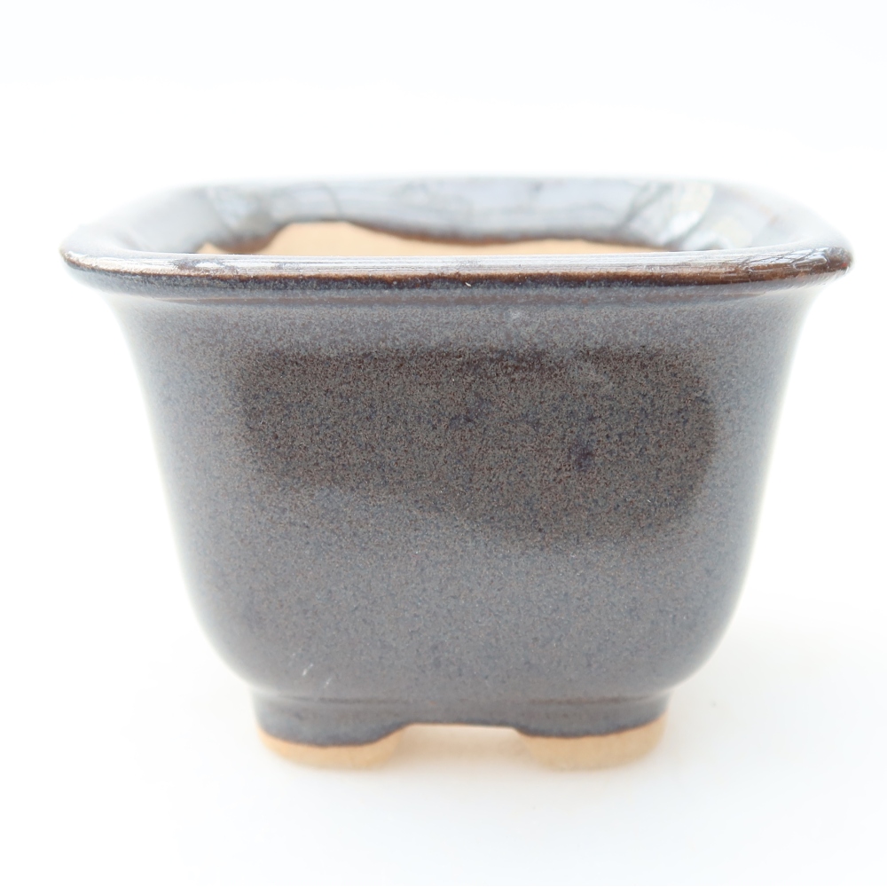 Keramik-Bonsai-Schale, 6,5 x 6,5 x 5 cm, Farbe: Grau