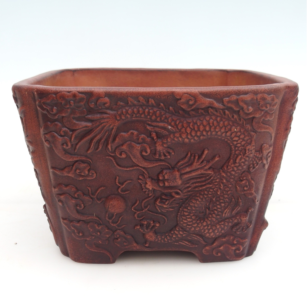 Bonsaischale aus Keramik 21 x 21 x 13,5 cm, braun