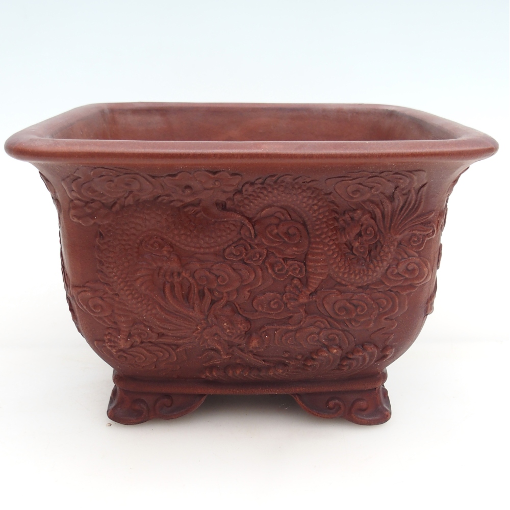 Bonsaischale aus Keramik 21 x 21 x 13,5 cm, braun