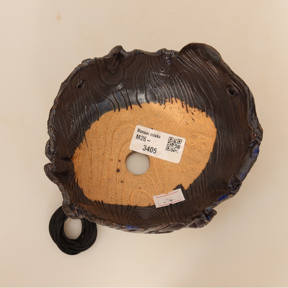 Keramikschale für Kokedama, 14 x 12 x 8,5 cm, Farbe: Blau