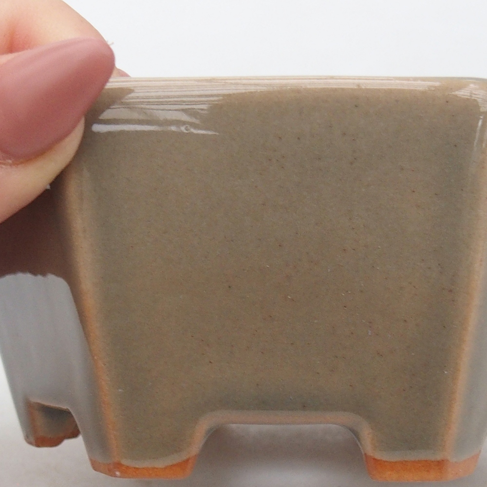 Bonsaischale aus Keramik 10,5 x 9,5 x 5 cm, grau