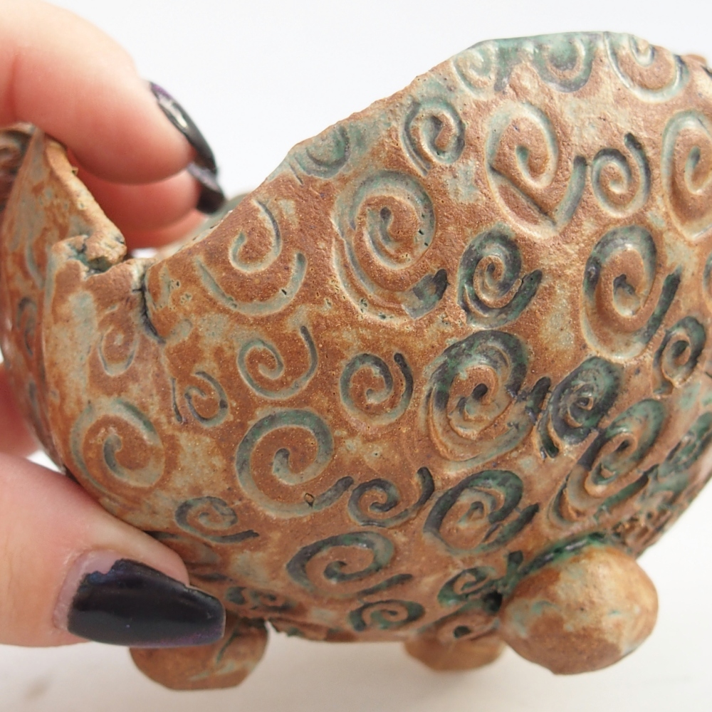 Keramikschale 10 x 9,5 x 8,5 cm , Farbe braun-grün