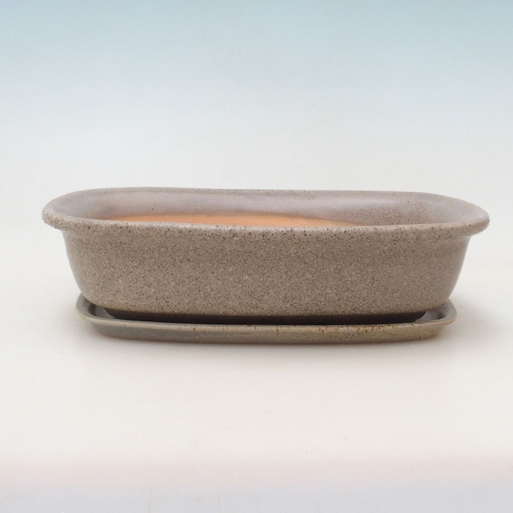 Bonsaischale + Untertasse H09 - 30 x 23 x 7,5 cm - beige
