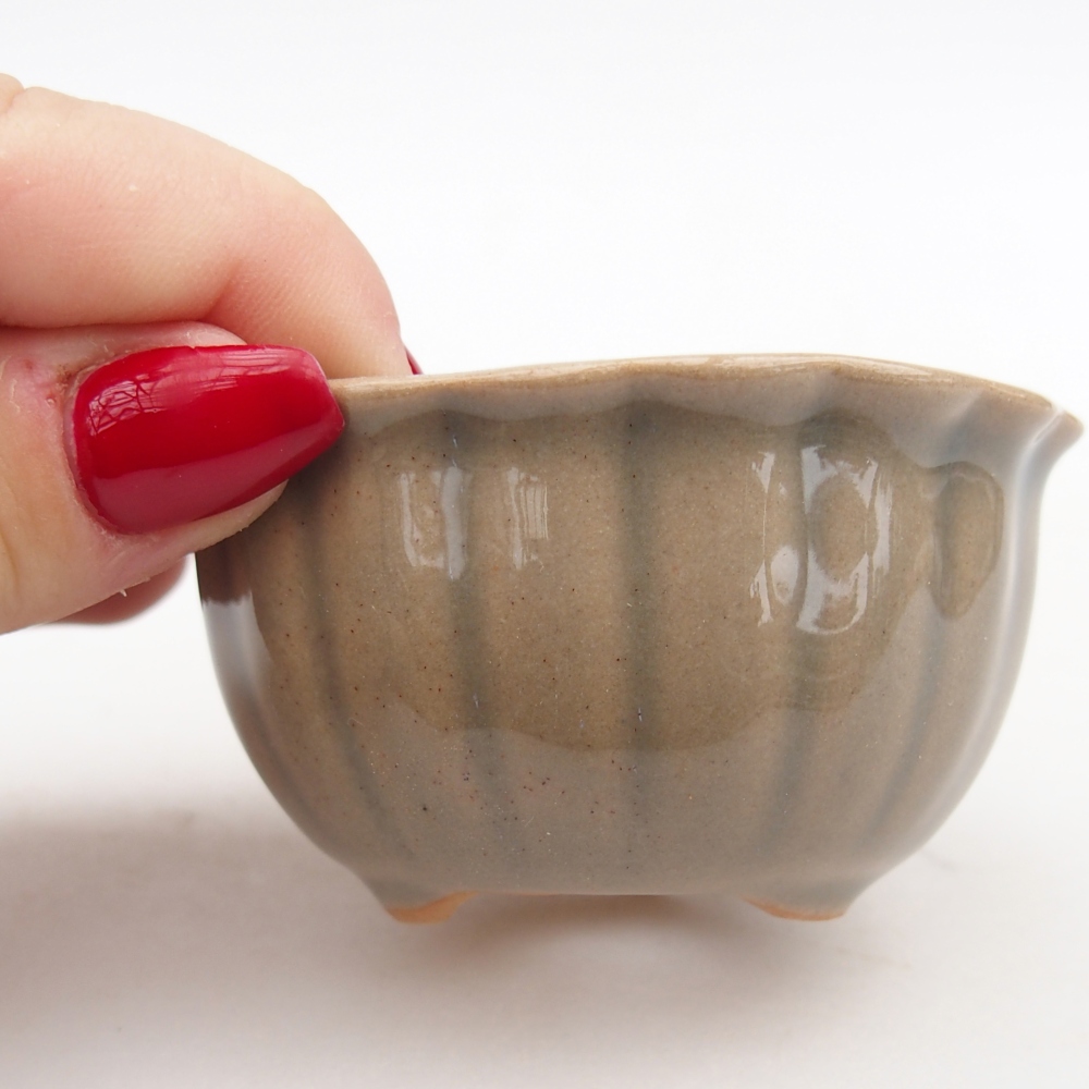 Bonsaischale aus Keramik 7 x 8,5 x 3,5 cm, grau