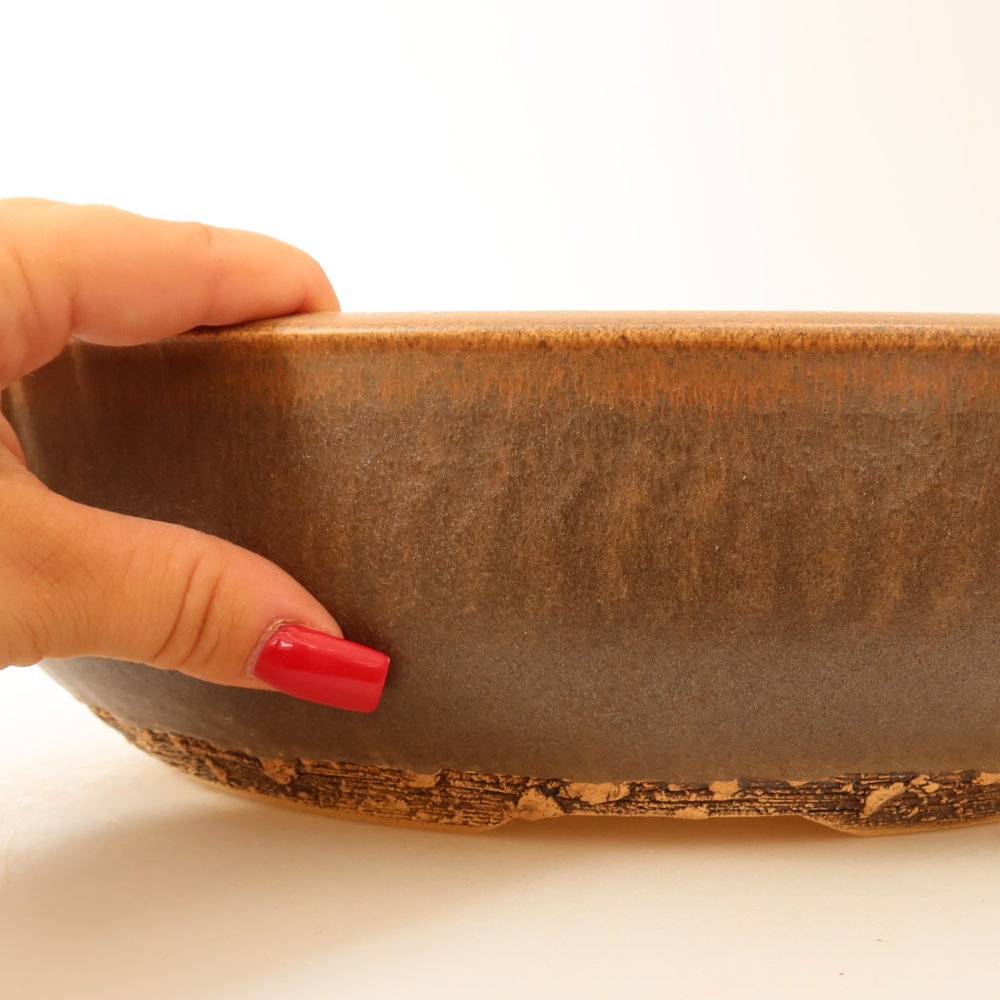 Keramik-Bonsai-Schale 32,5 x 32,5 x 8,5 cm, Farbe: braun – NUR PERSÖNLICHE ABHOLUNG oder Transport auf Palette